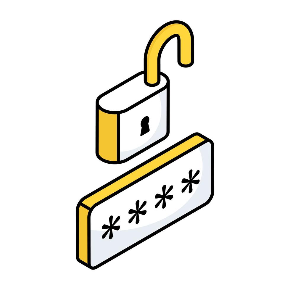 Flat design icon of password lock vector