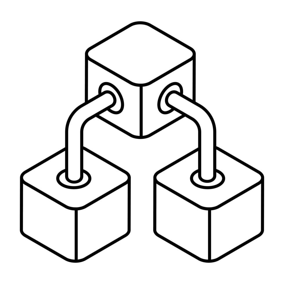 Editable design icon of 3d cube network vector
