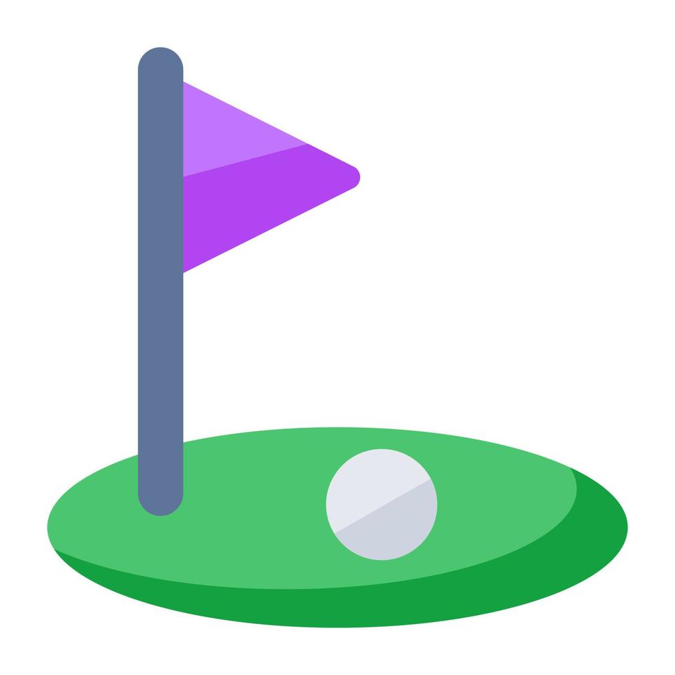bandera con bola que denota el concepto de campo de golf vector