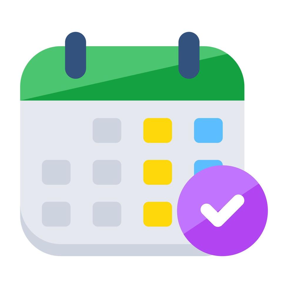 Conceptual flat design icon of verified calendar vector