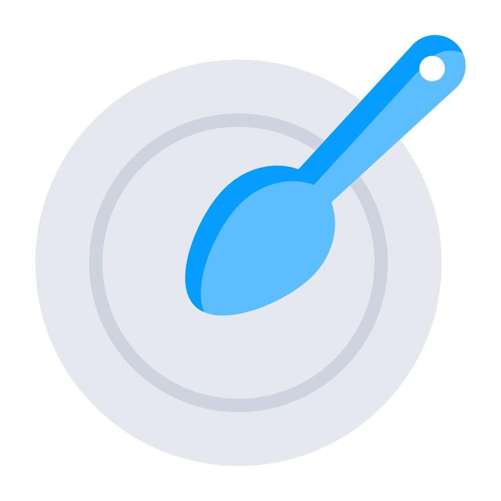 Spoon with plate, concept of tableware icon. vector