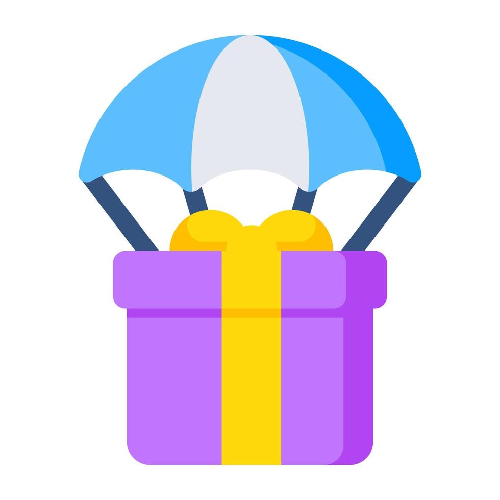 An icon design of parachute gift delivery vector