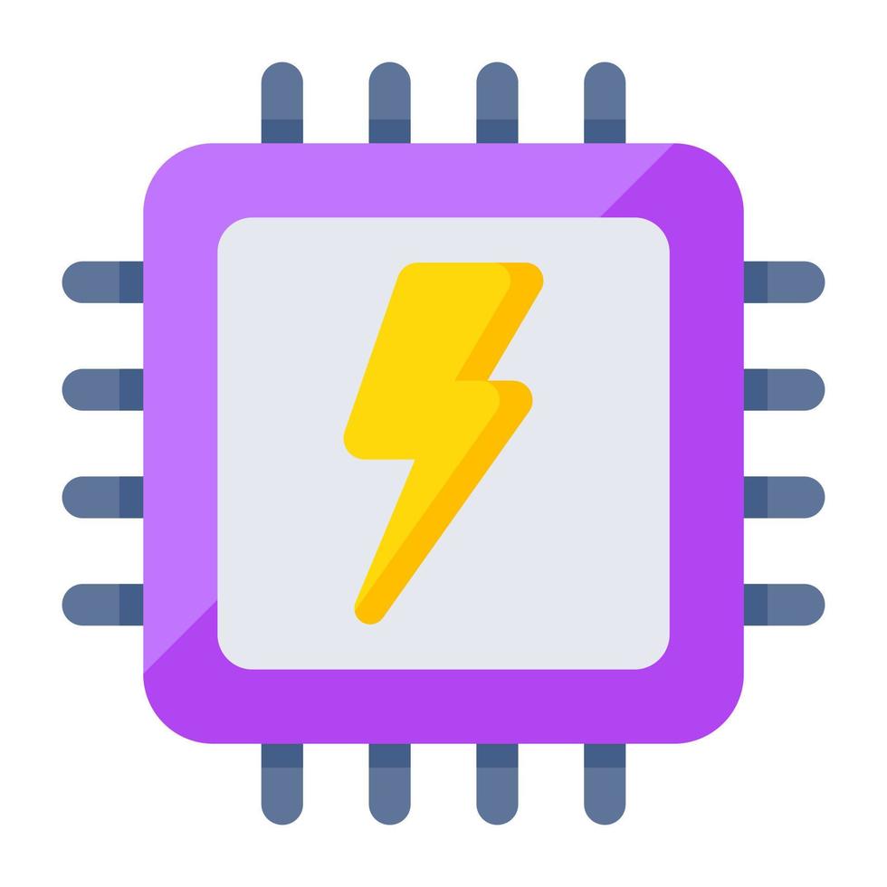 Conceptual flat design icon of electric chip vector