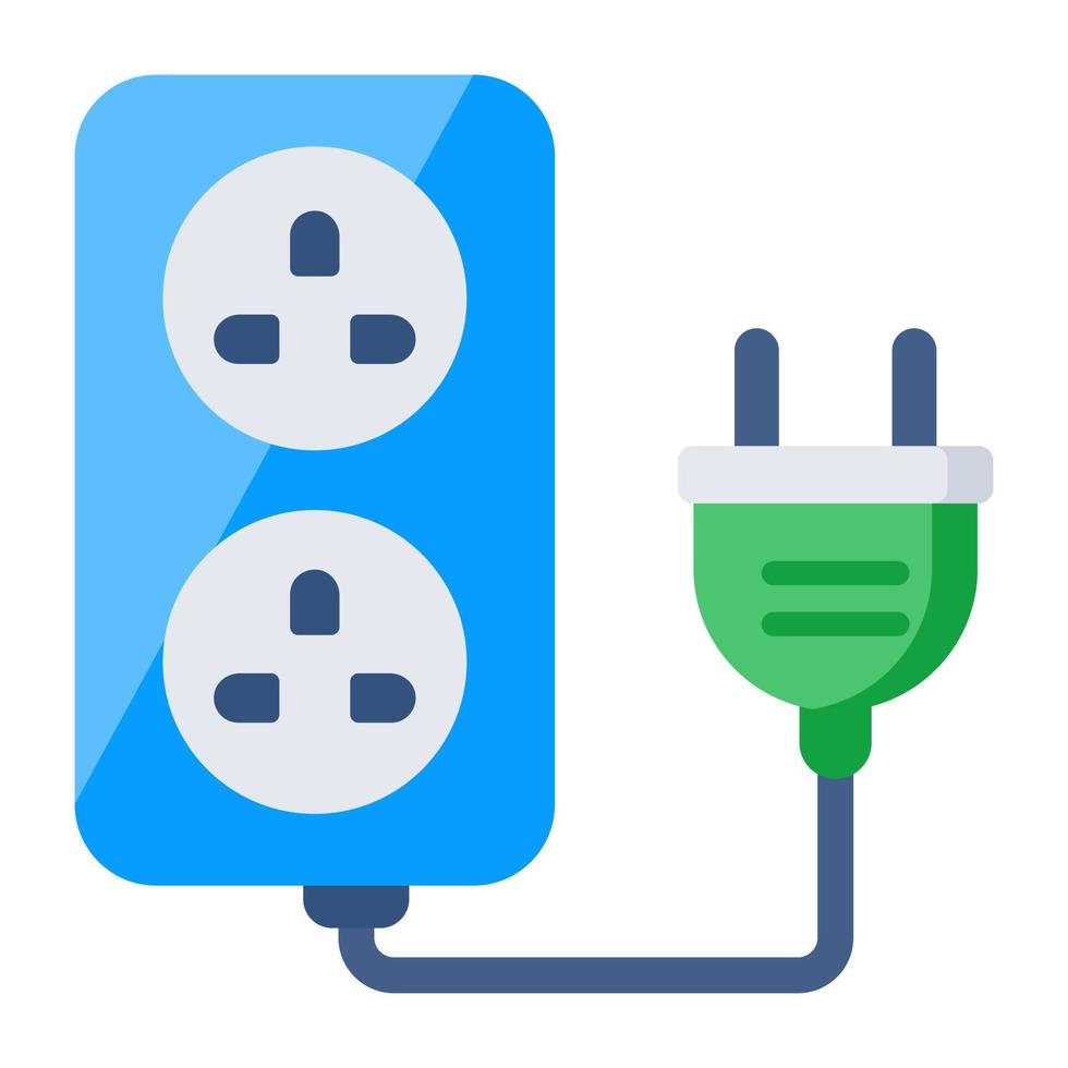 Flat design icon of extension cord vector