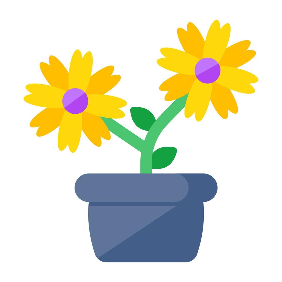 Conceptualizing flat design icon of flowerpot vector