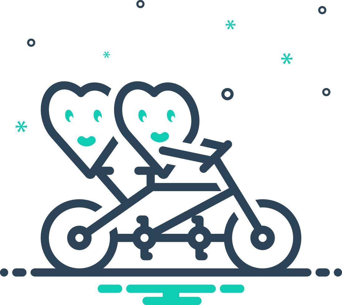 mix icon for two happy hearts vector