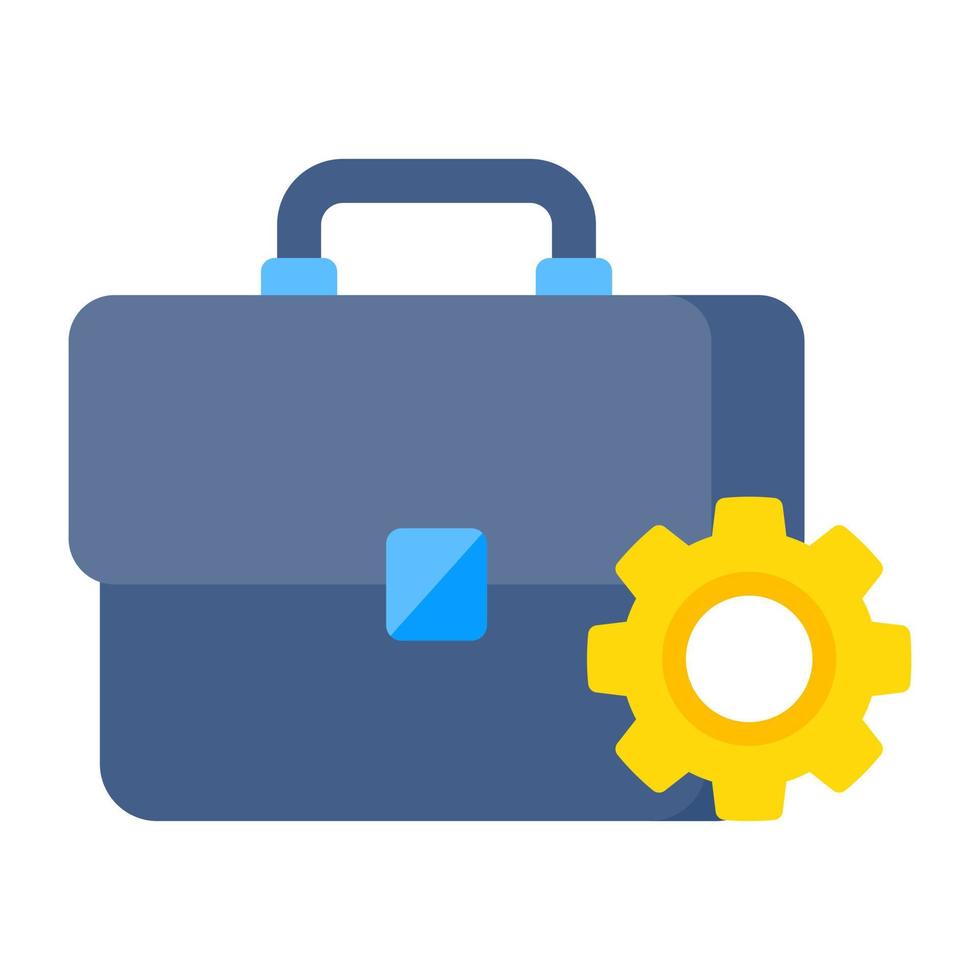 Gear with briefcase, icon of job management vector