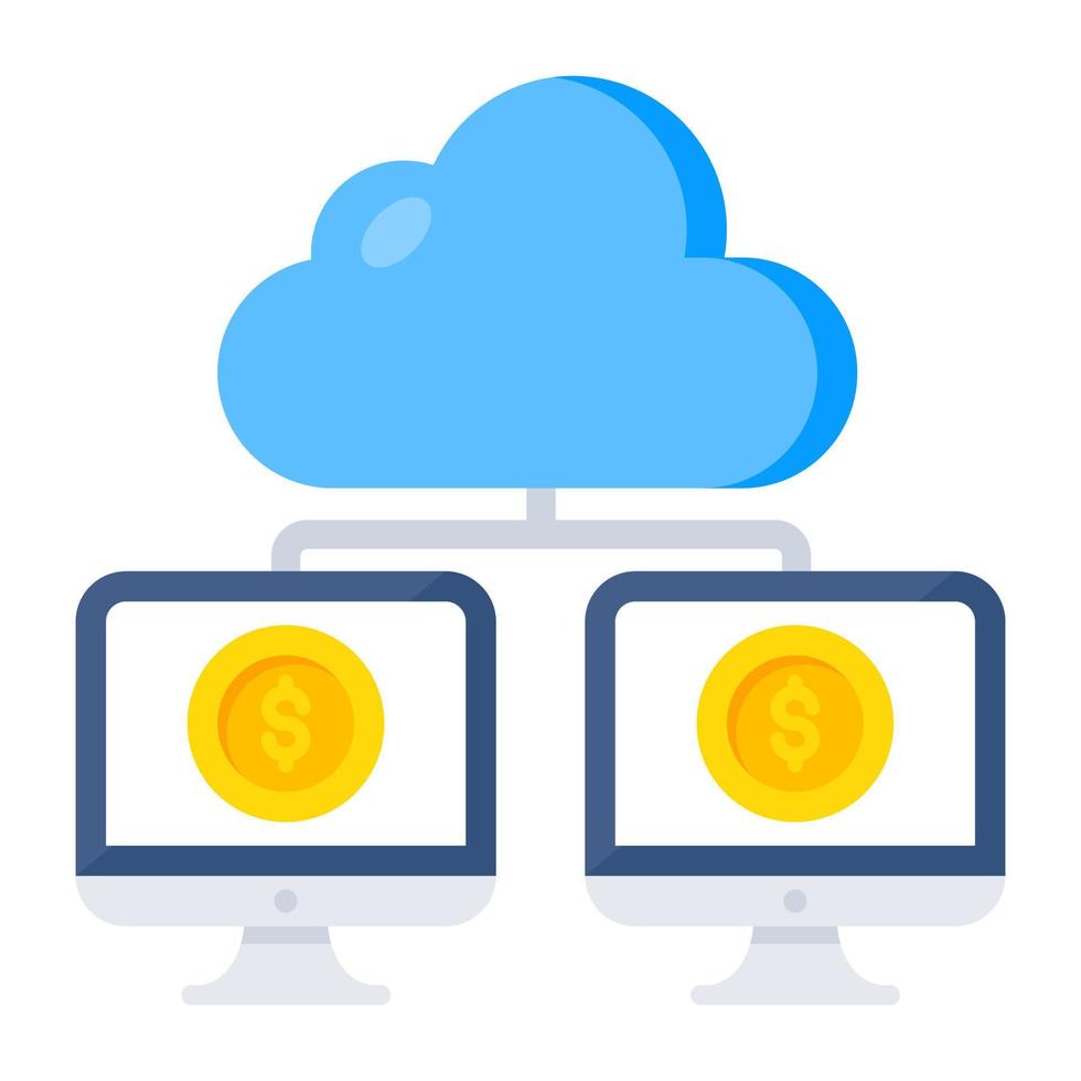 Editable design icon of cloud hosting vector