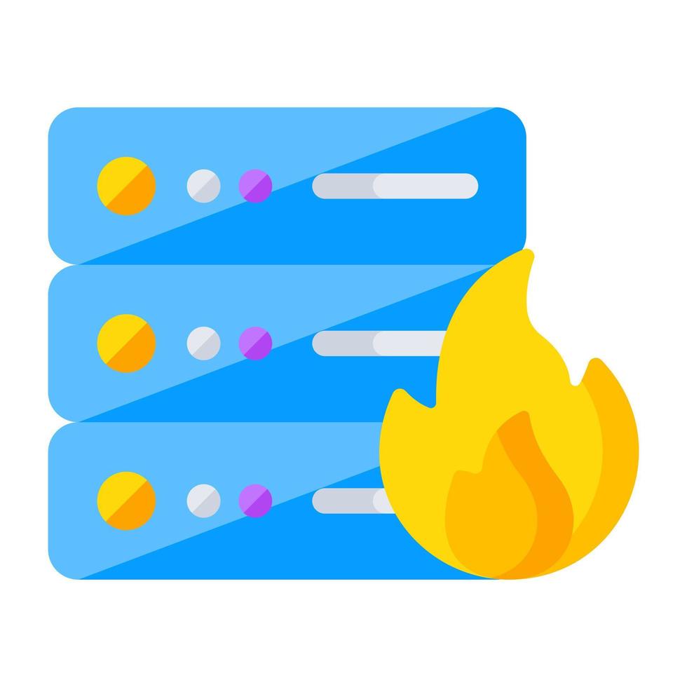 Creative design icon of server burning vector