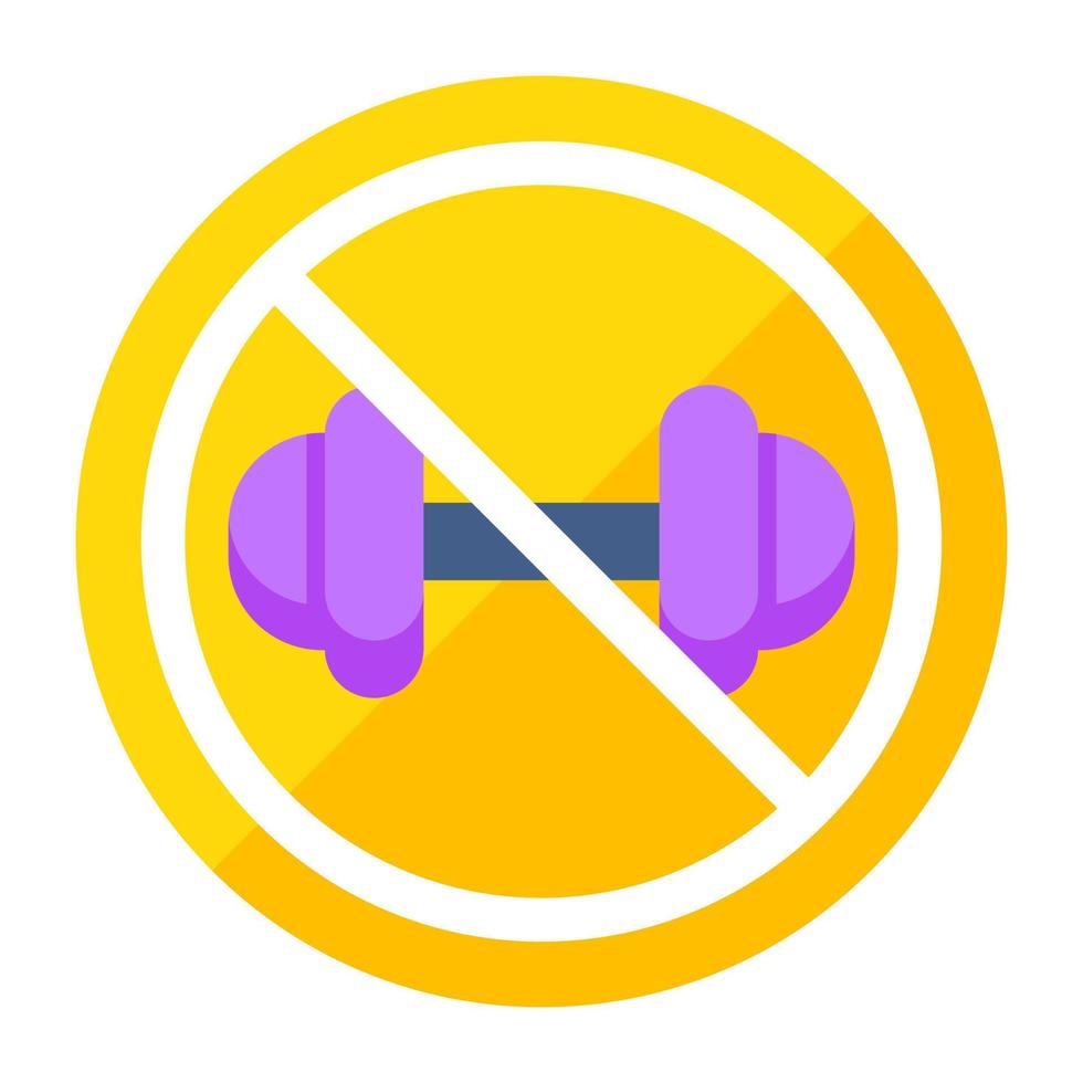 Conceptual flat design icon of no dumbbells vector