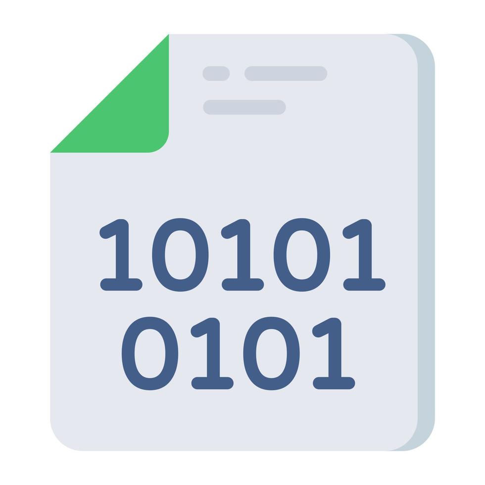 Conceptual flat design icon of binary data file vector