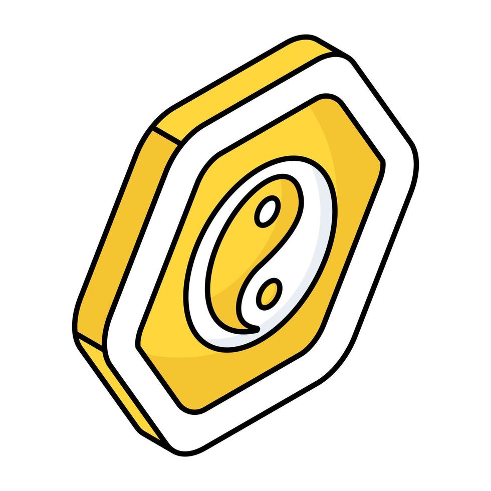 An editable design icon of yin yang sign vector