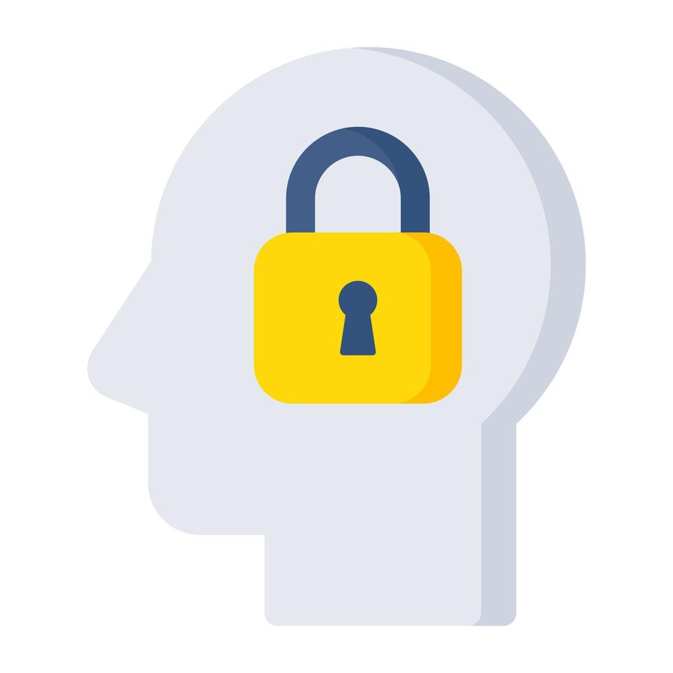 Locked inside brain, icon of secure mind vector