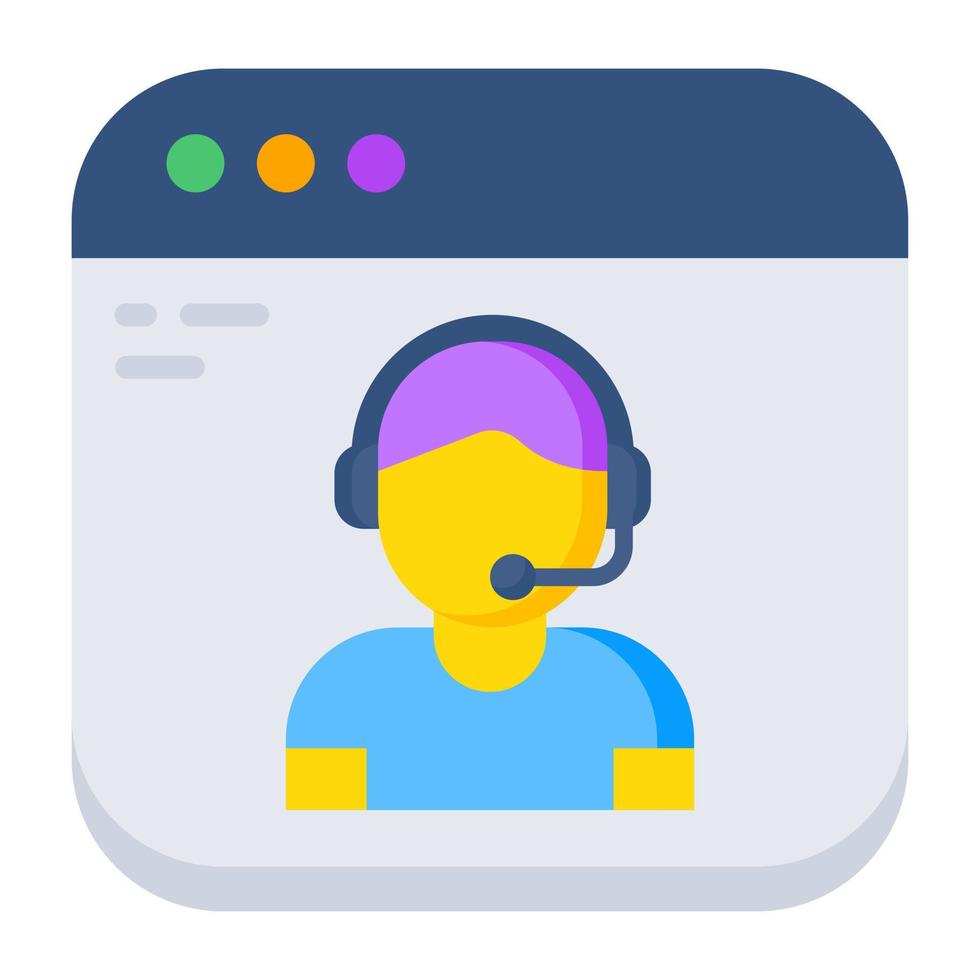 A colored design icon of online helpline vector