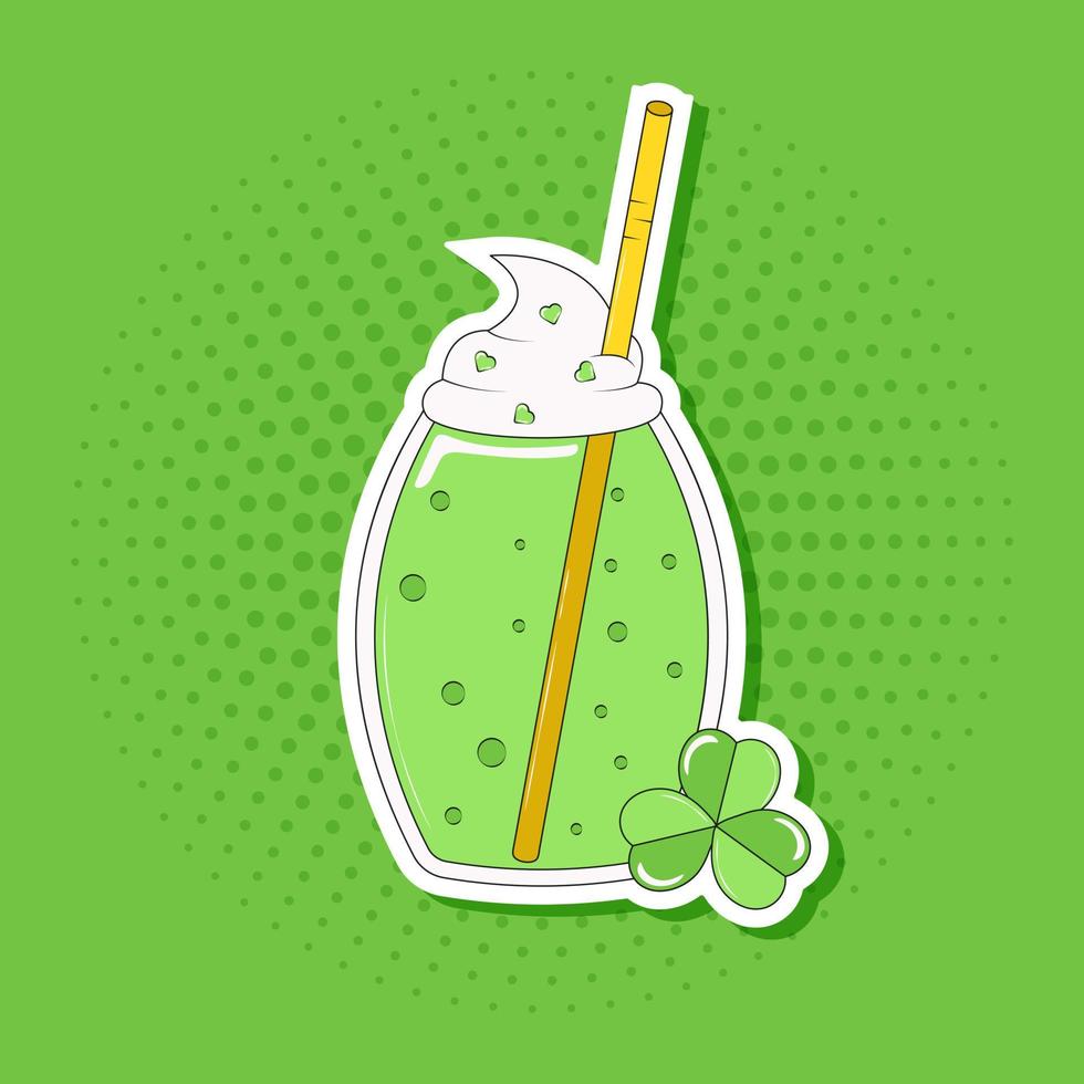 Green Cocktail with a Straw for St Patricks Day Sticker vector