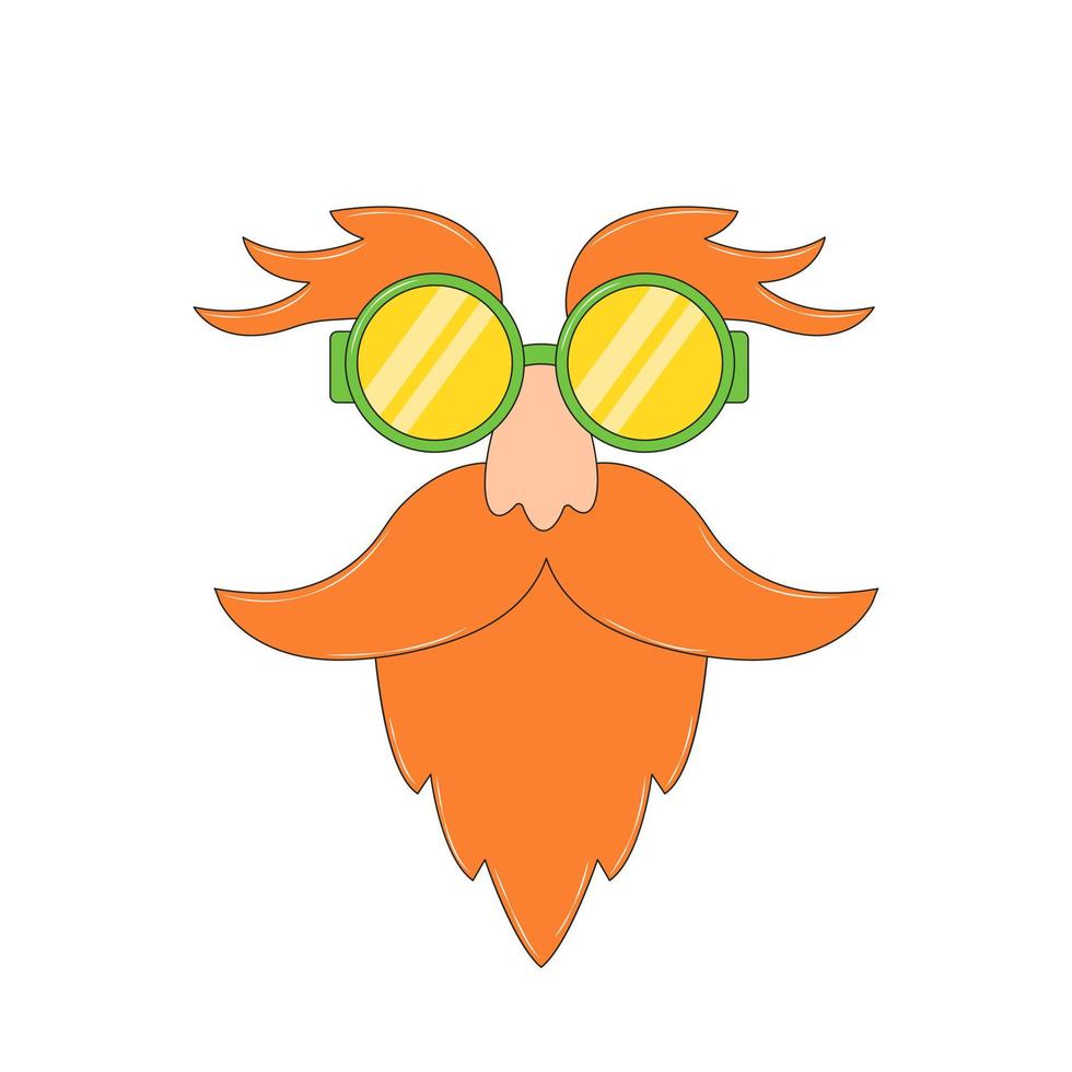 Red haired Man in Bright Yellow Green Glasses with a Beard Irish St. Patrick's Day vector