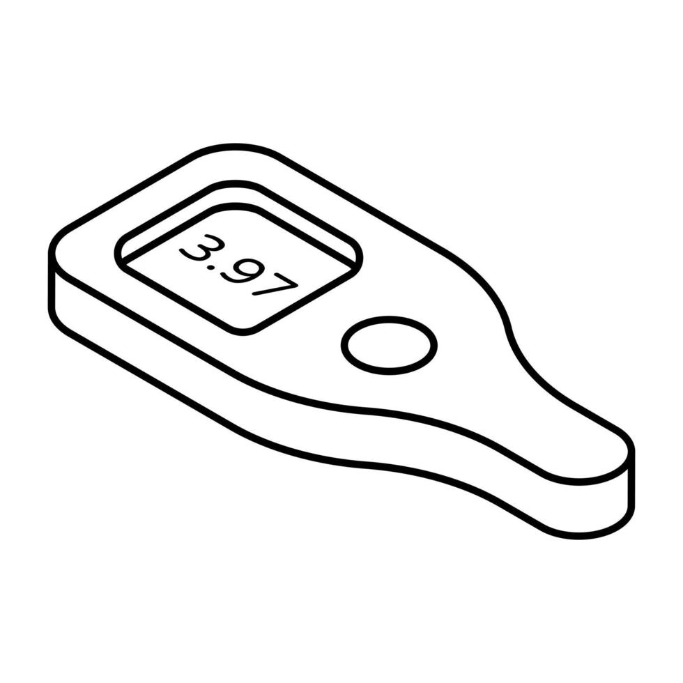 Sugar test machine icon, linear design of glucometer vector