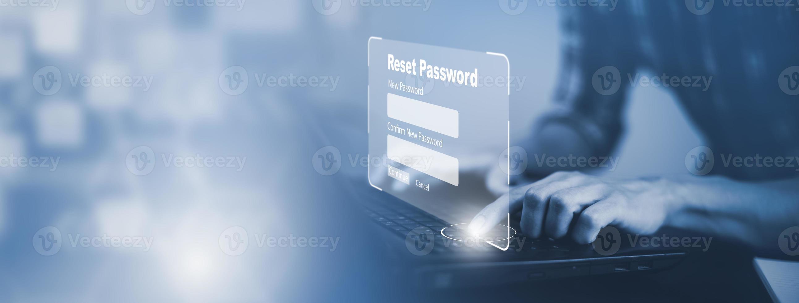 Security and reset password login online concept  Hands typing and entering username and password of social media, log in with smartphone to an online bank account, data protection from hacker photo