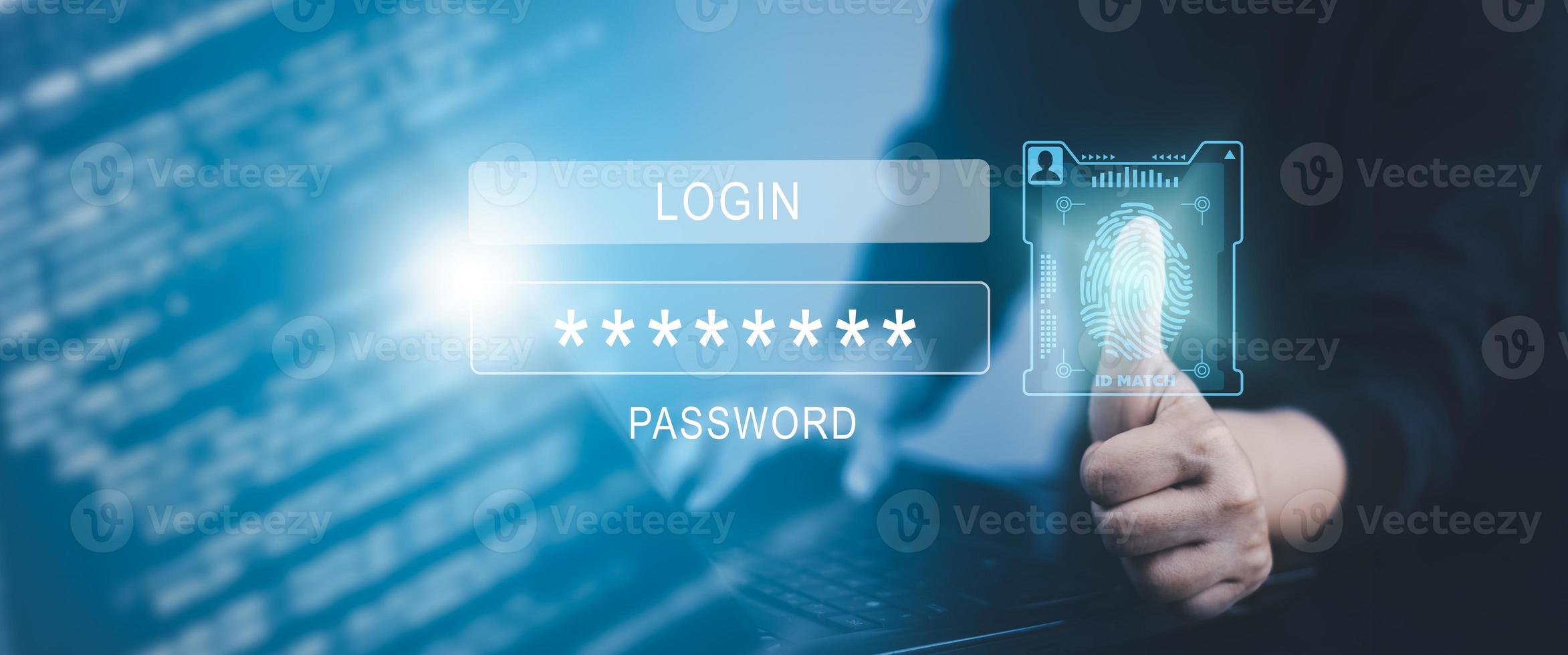 cyber security password login online concept Hands typing and entering username and password of social media, log in with smartphone to an online bank account, data protection from hacker photo