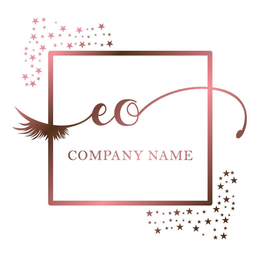 Initial logo EO handwriting women eyelash makeup cosmetic wedding modern premium vector