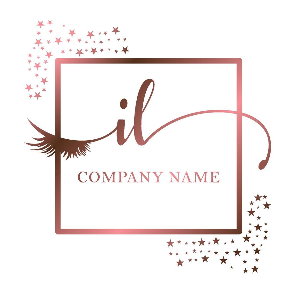 Initial logo IL handwriting women eyelash makeup cosmetic wedding modern premium vector