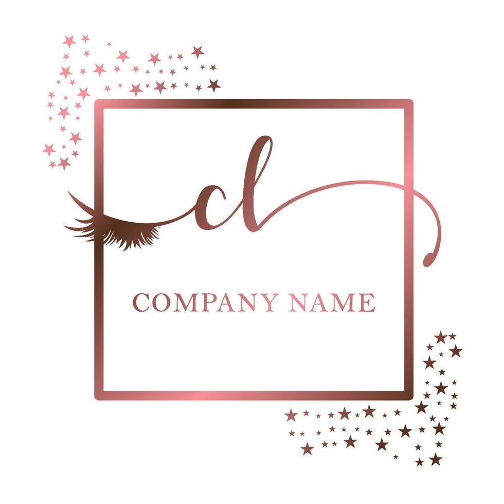 Initial logo CL handwriting women eyelash makeup cosmetic wedding modern premium vector