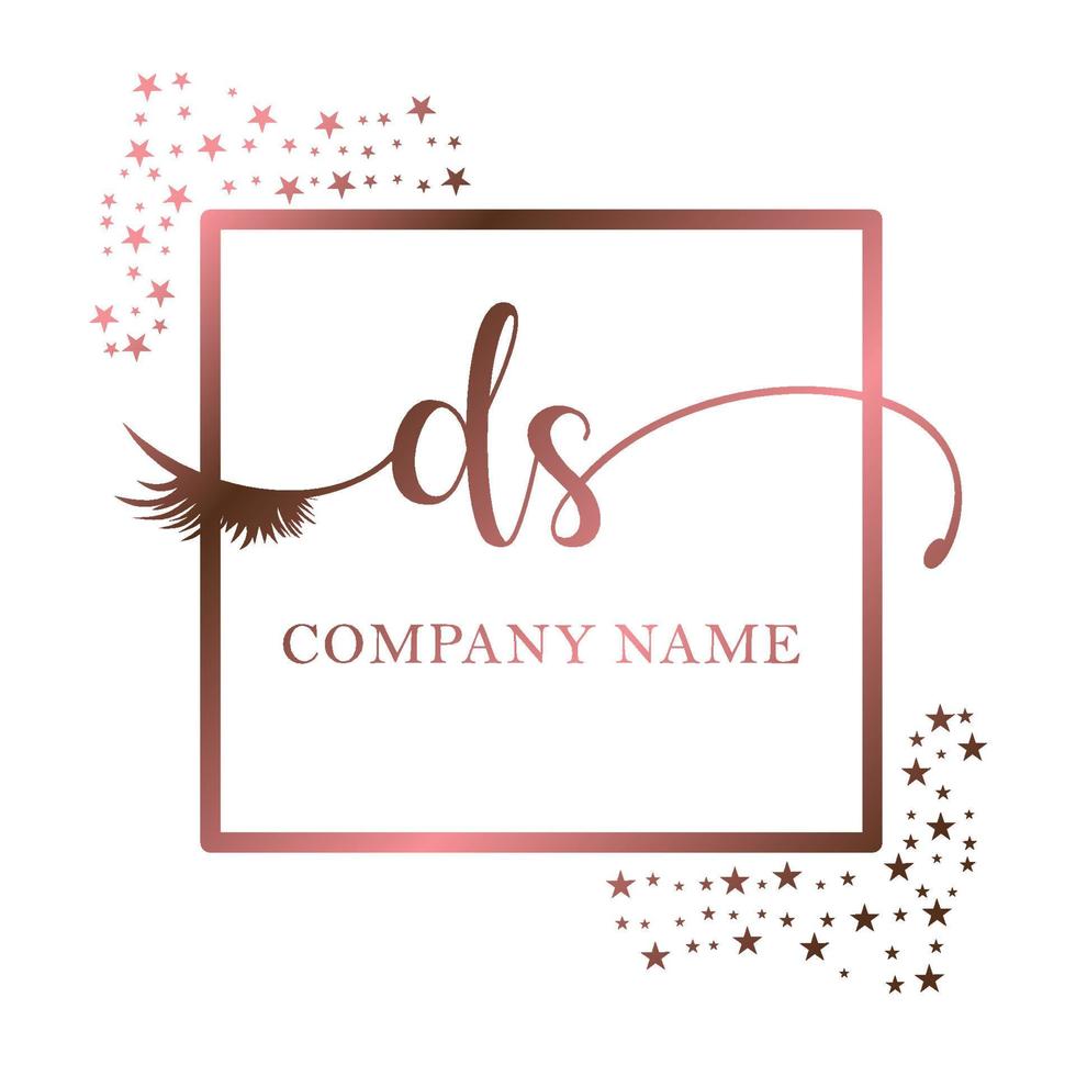 inicial logo ds escritura mujer pestaña maquillaje cosmético Boda moderno prima vector