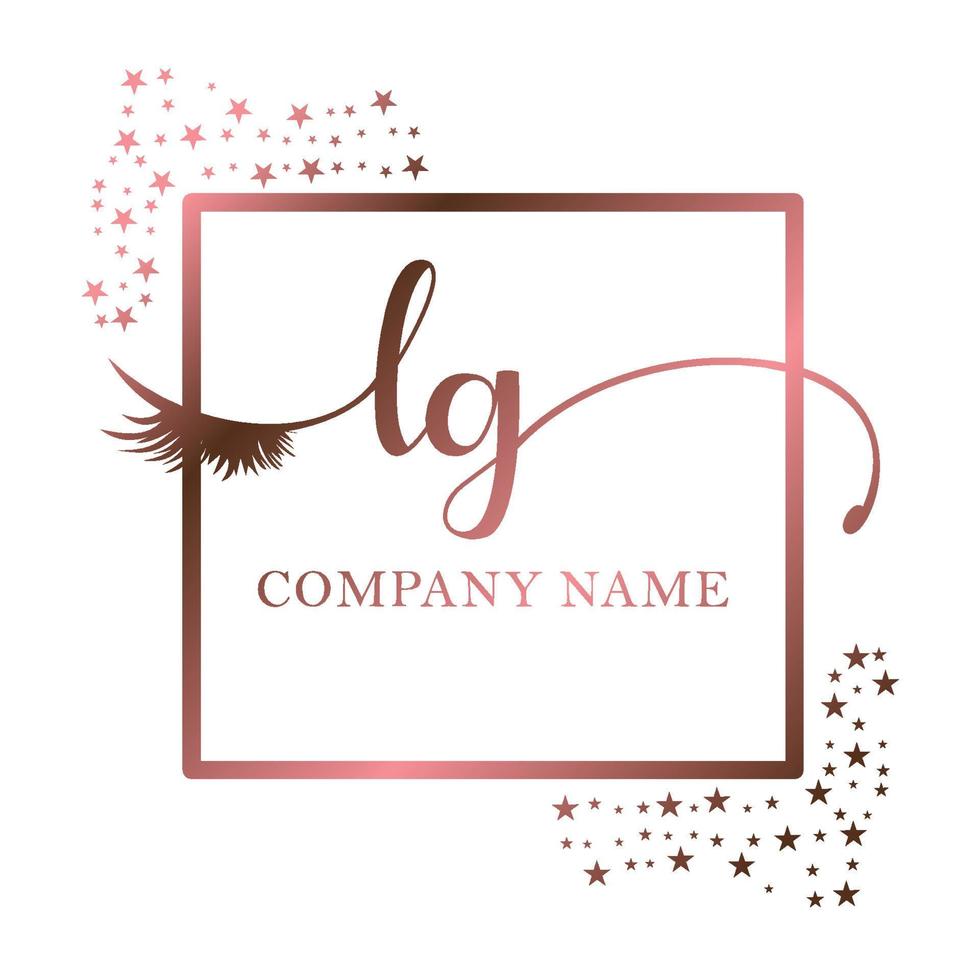 inicial logo lg escritura mujer pestaña maquillaje cosmético Boda moderno prima vector