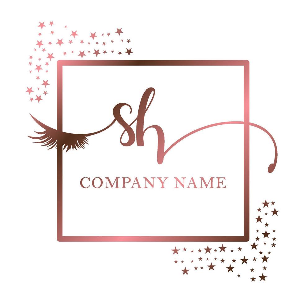 Initial logo SH handwriting women eyelash makeup cosmetic wedding modern premium vector