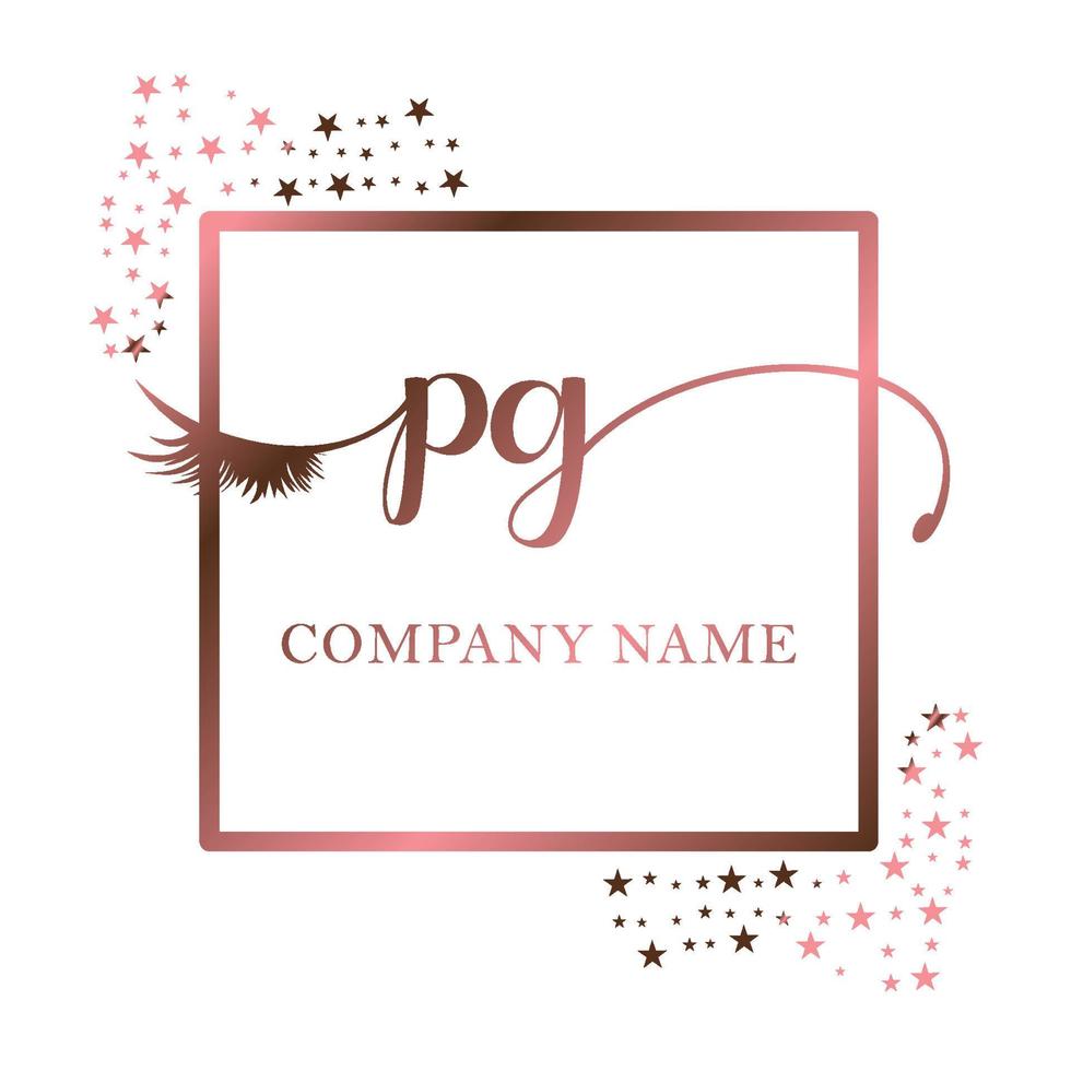 Initial logo PG handwriting women eyelash makeup cosmetic wedding modern premium vector