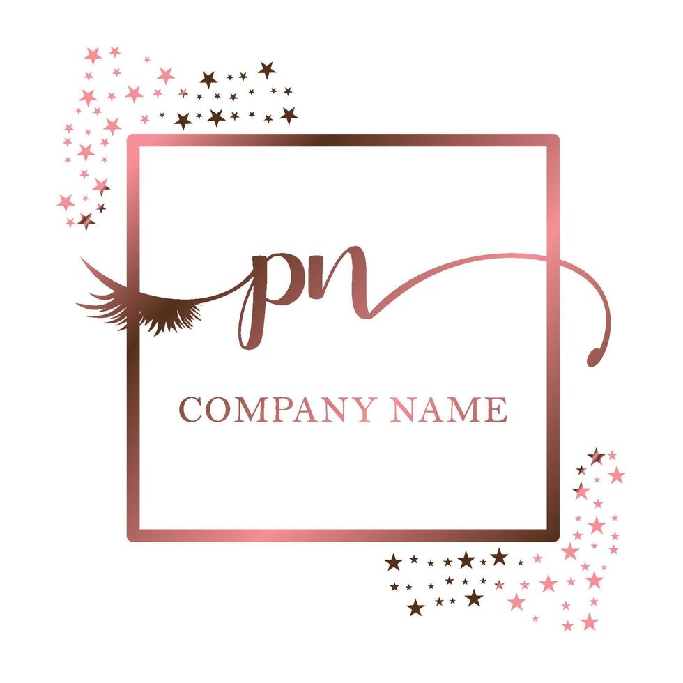 Initial logo PN handwriting women eyelash makeup cosmetic wedding modern premium vector