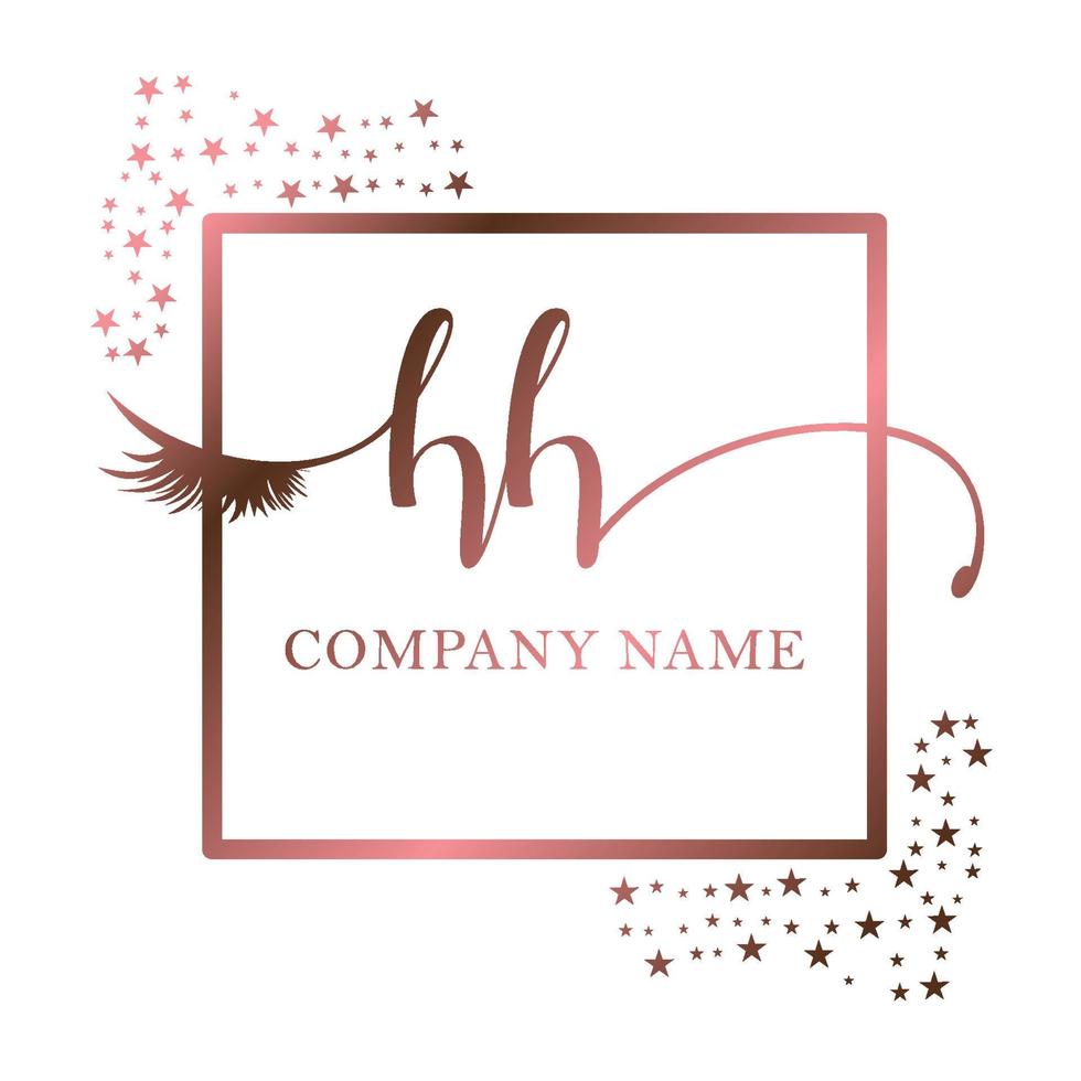 Initial logo HH handwriting women eyelash makeup cosmetic wedding modern premium vector