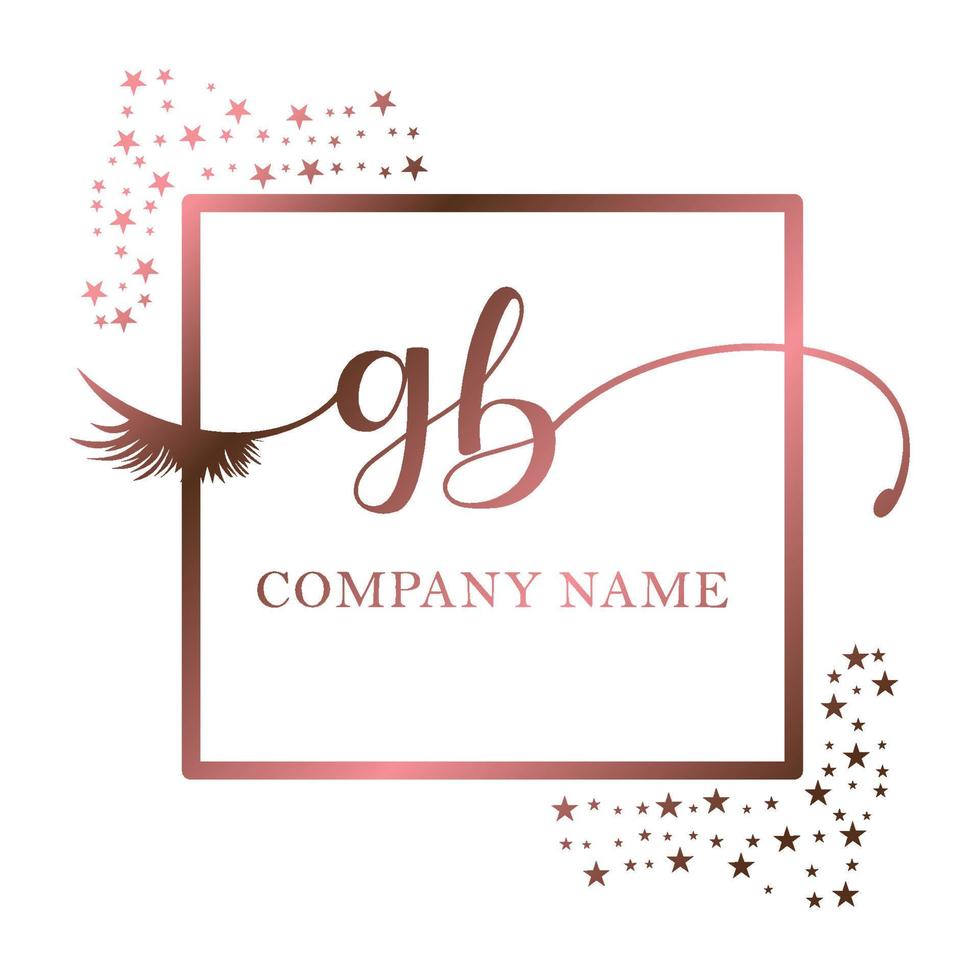 Initial logo GB handwriting women eyelash makeup cosmetic wedding modern premium vector