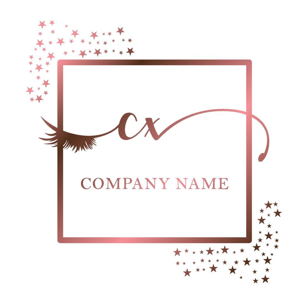 Initial logo CX handwriting women eyelash makeup cosmetic wedding modern premium vector