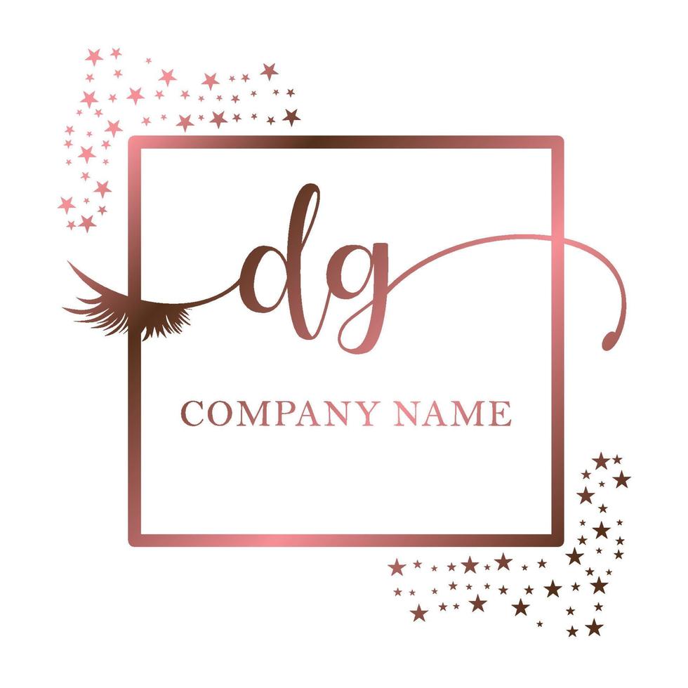 Initial logo DG handwriting women eyelash makeup cosmetic wedding modern premium vector