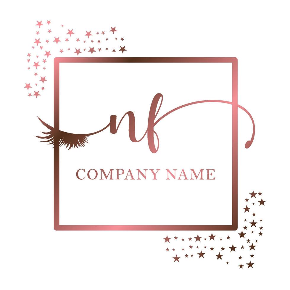 Initial logo NF handwriting women eyelash makeup cosmetic wedding modern premium vector