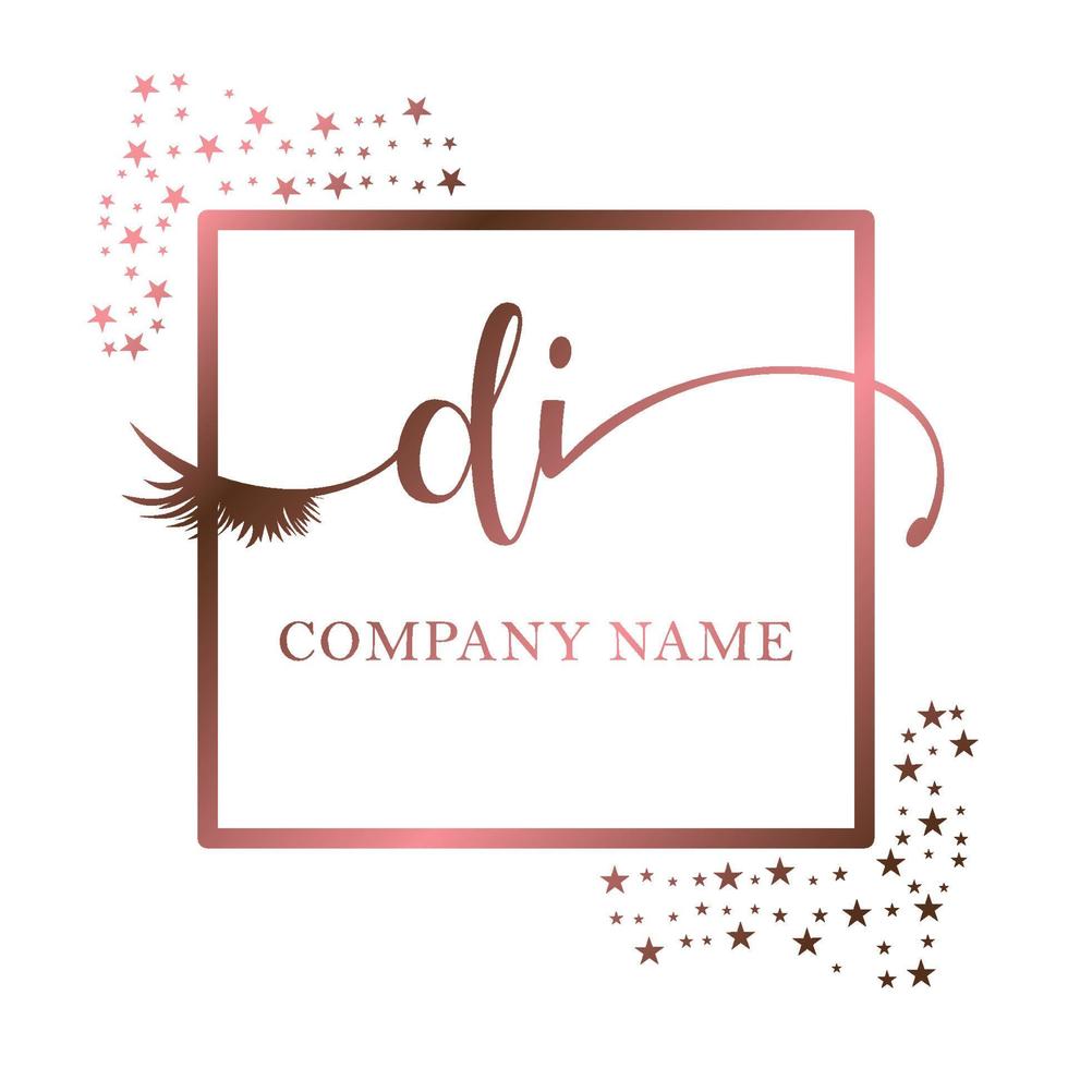 Initial logo DI handwriting women eyelash makeup cosmetic wedding modern premium vector