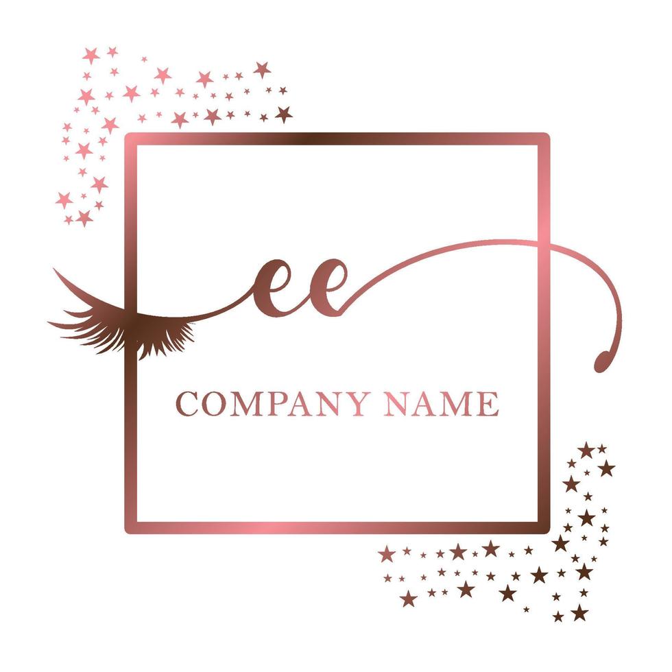 Initial logo EE handwriting women eyelash makeup cosmetic wedding modern premium vector