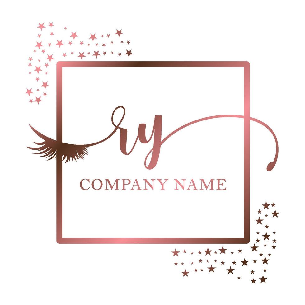 Initial logo RY handwriting women eyelash makeup cosmetic wedding modern premium vector