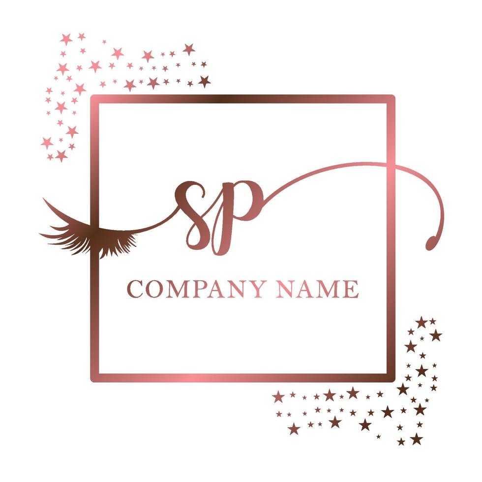 Initial logo SP handwriting women eyelash makeup cosmetic wedding modern premium vector