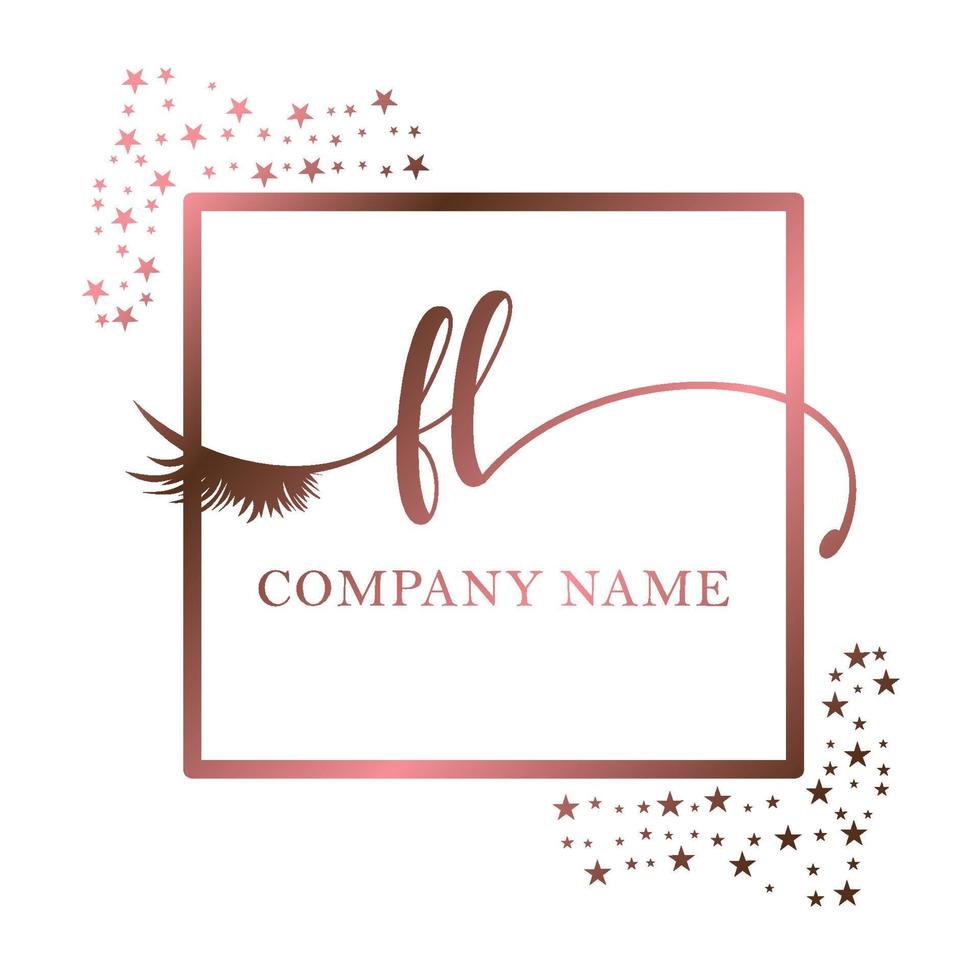 Initial logo FL handwriting women eyelash makeup cosmetic wedding modern premium vector