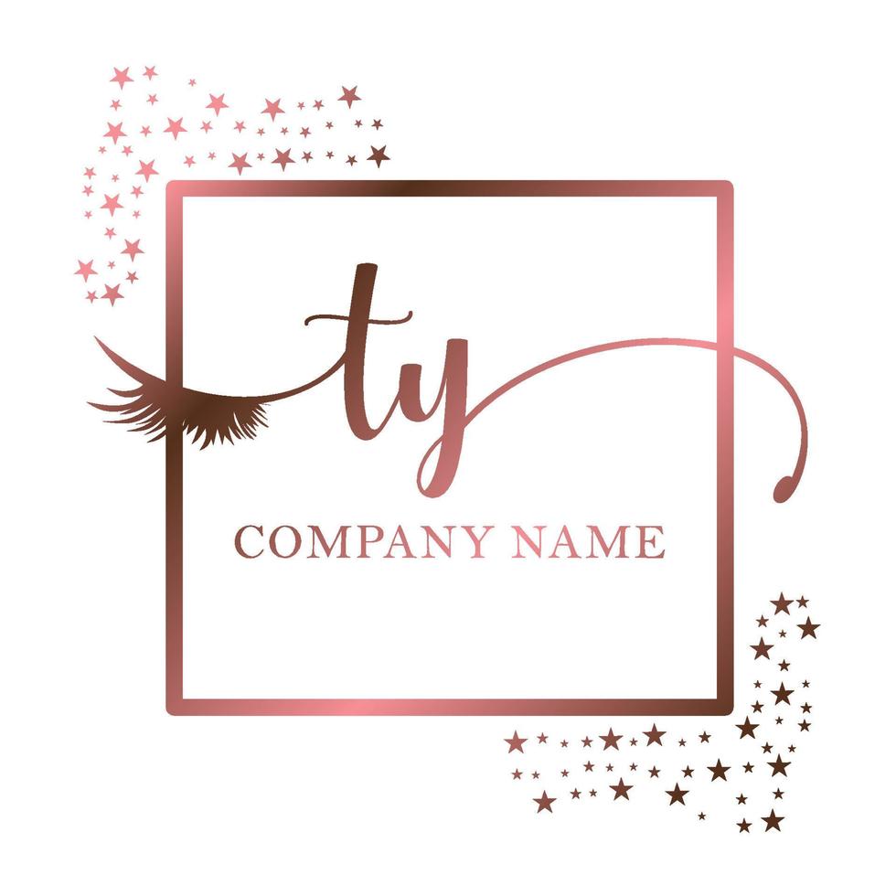 Initial logo TY handwriting women eyelash makeup cosmetic wedding modern premium vector