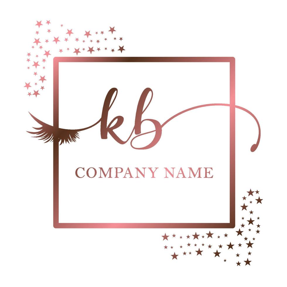 Initial logo KB handwriting women eyelash makeup cosmetic wedding modern premium vector