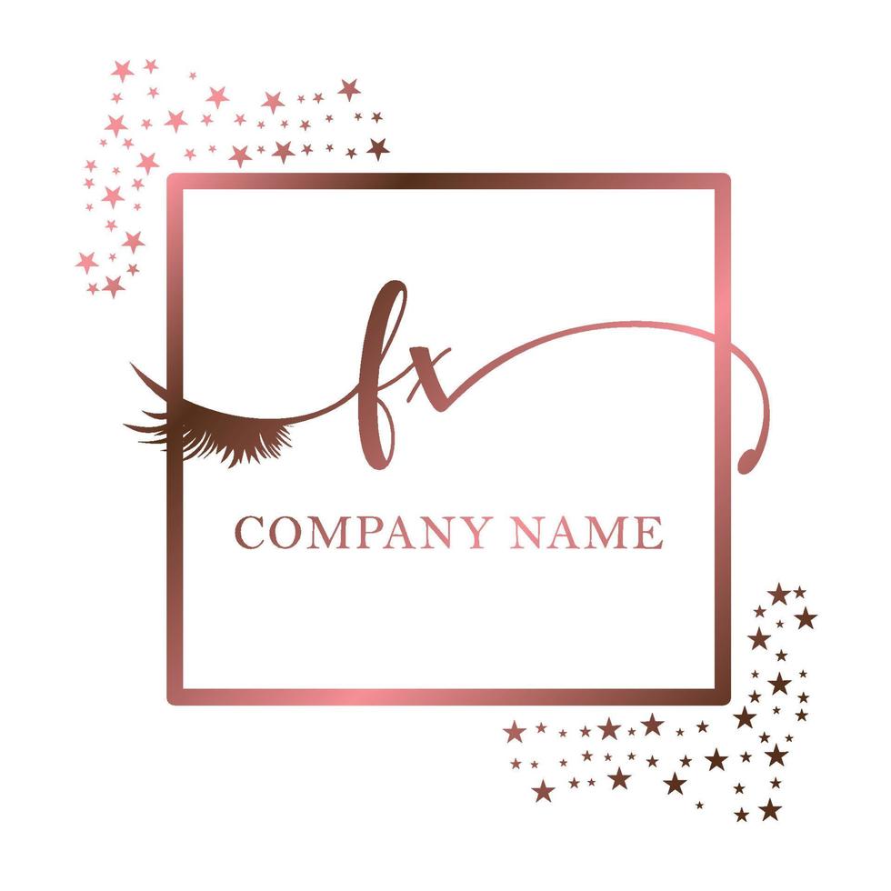 Initial logo FX handwriting women eyelash makeup cosmetic wedding modern premium vector