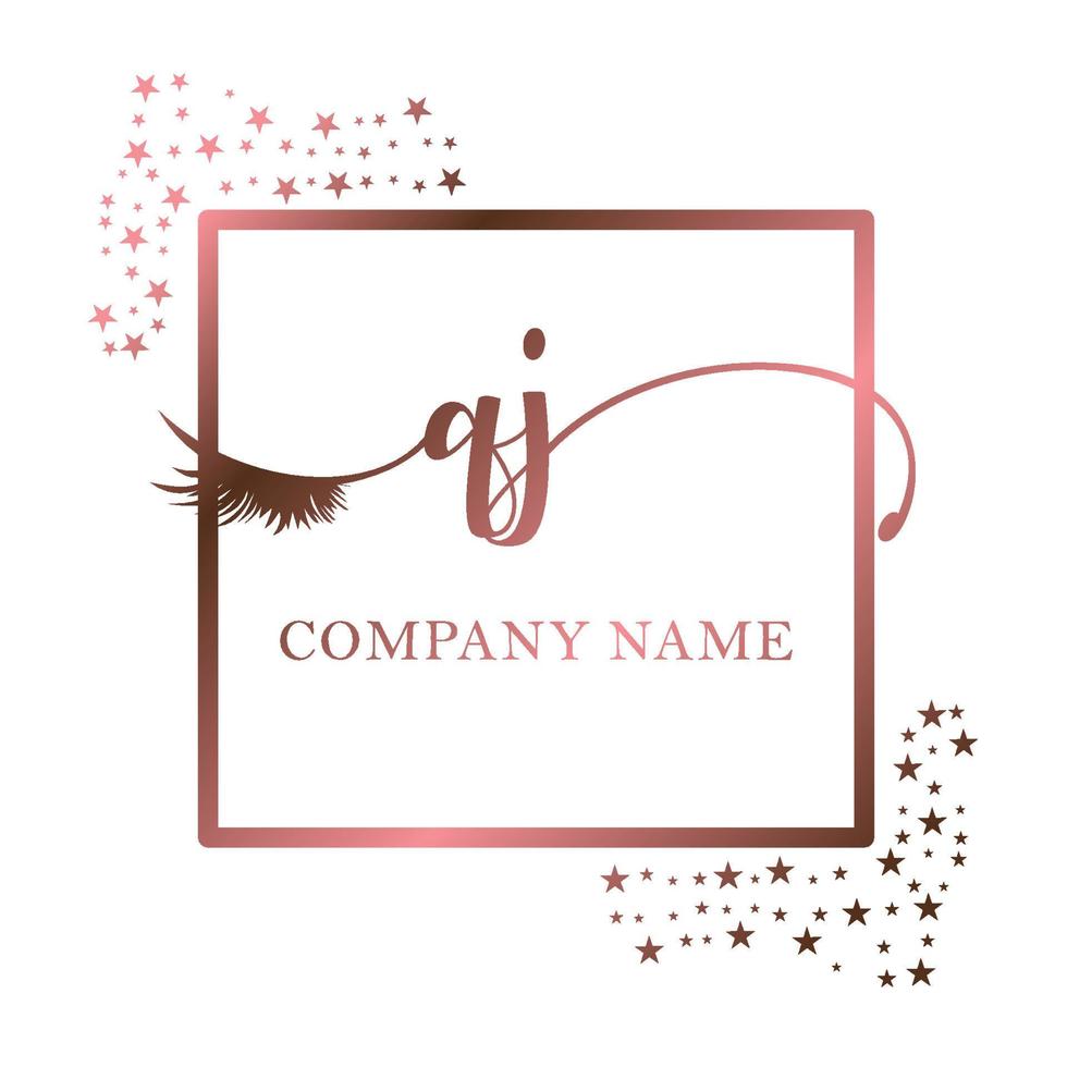 Initial logo QJ handwriting women eyelash makeup cosmetic wedding modern premium vector
