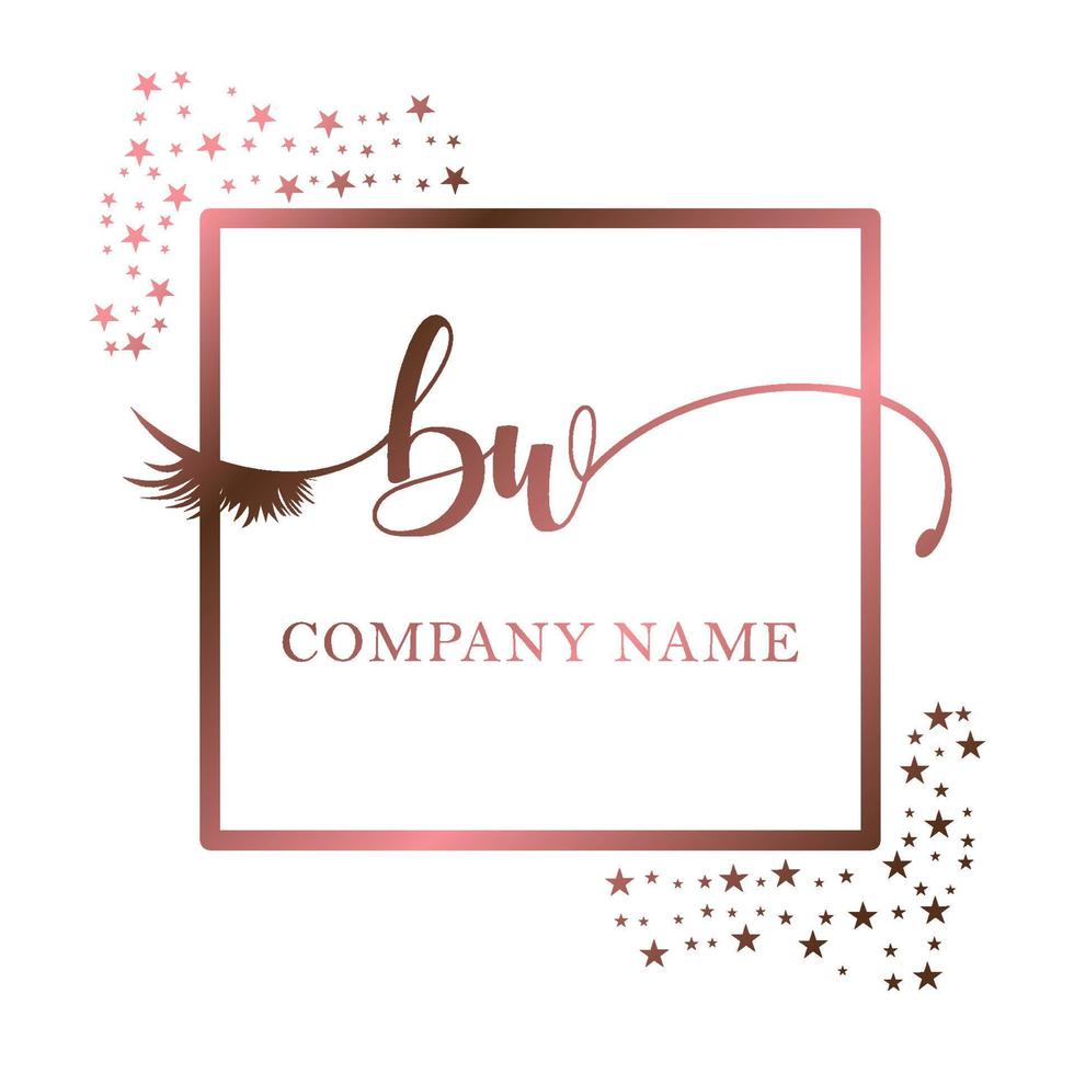 Initial logo BW handwriting women eyelash makeup cosmetic wedding modern premium vector