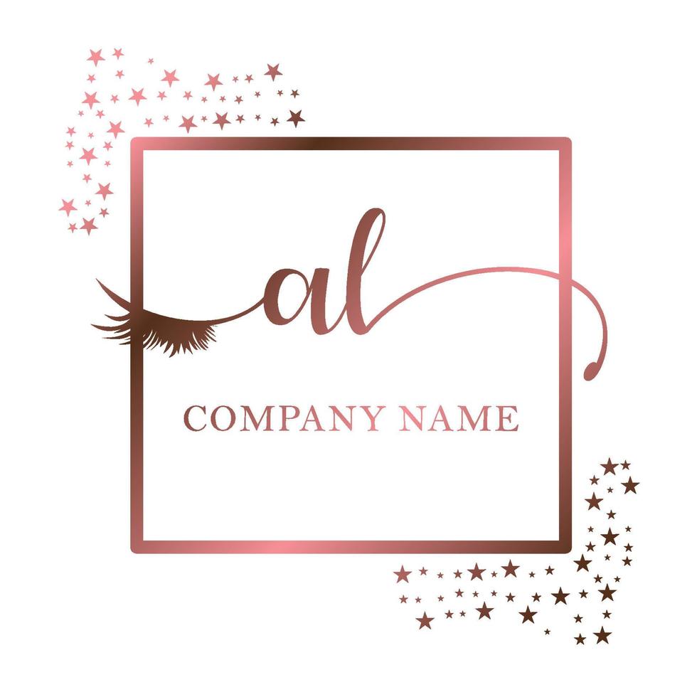 Initial logo AL handwriting women eyelash makeup cosmetic wedding modern premium vector