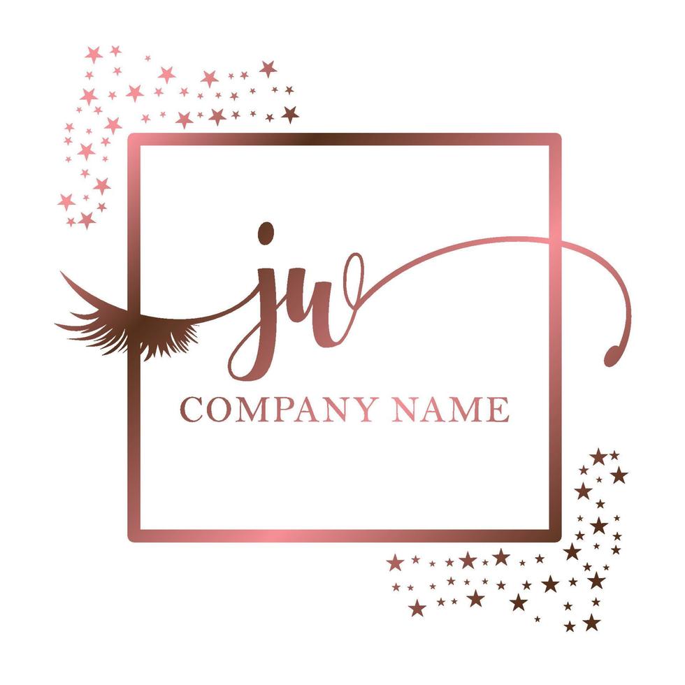 Initial logo JW handwriting women eyelash makeup cosmetic wedding modern premium vector