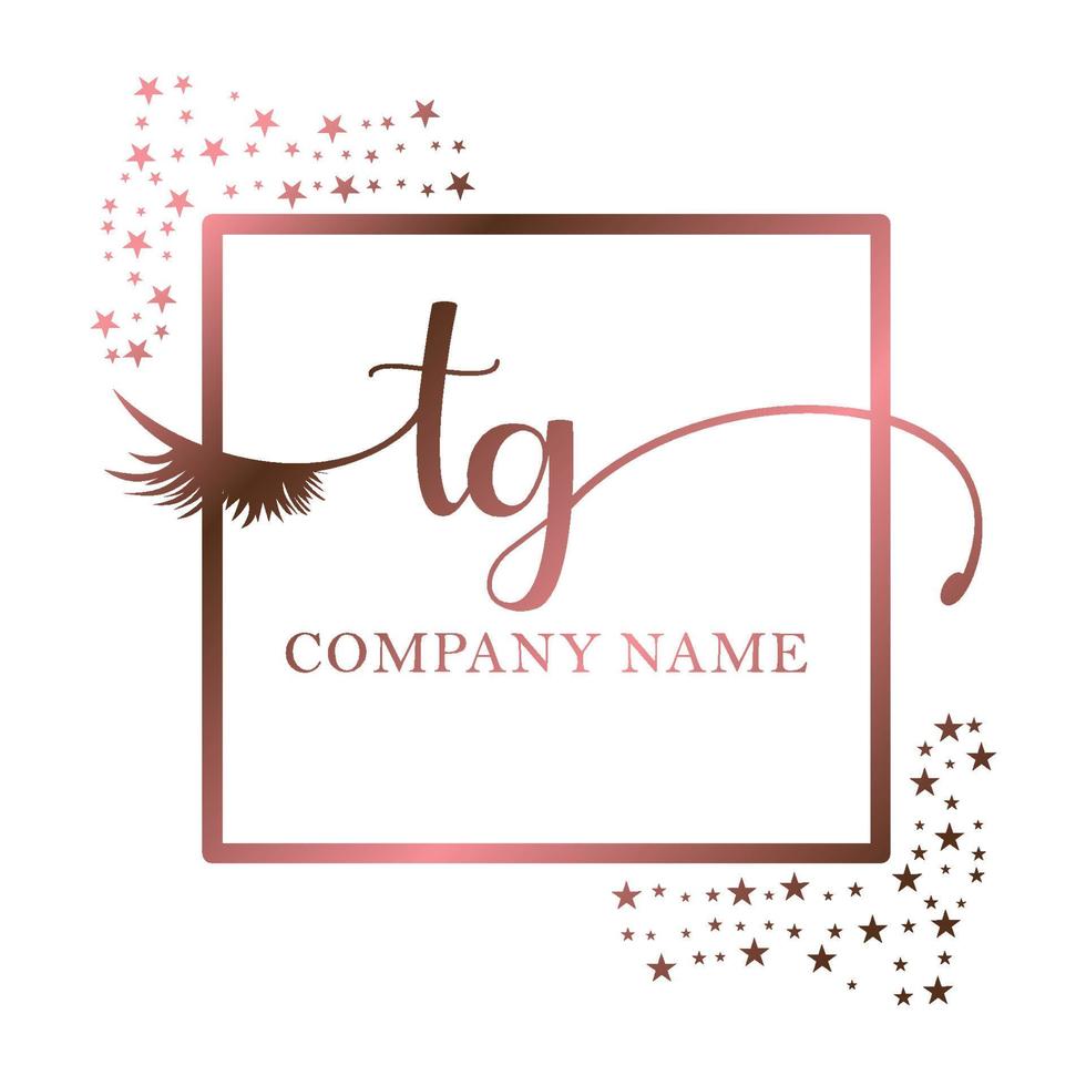 Initial logo TG handwriting women eyelash makeup cosmetic wedding modern premium vector