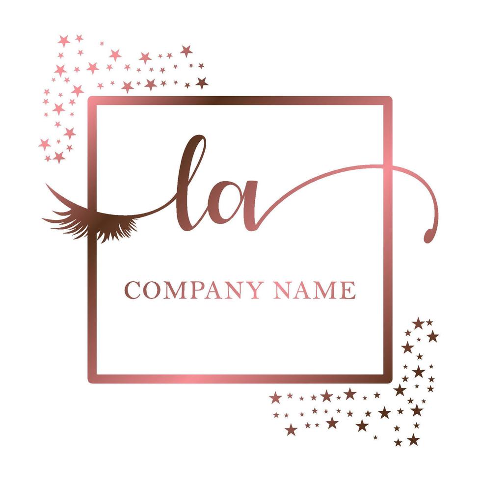 Initial logo LA handwriting women eyelash makeup cosmetic wedding modern premium vector